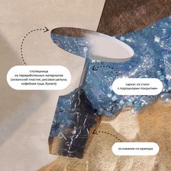 Столик кофейный Sustainable collection, Ø38 см, серый/черно-белый