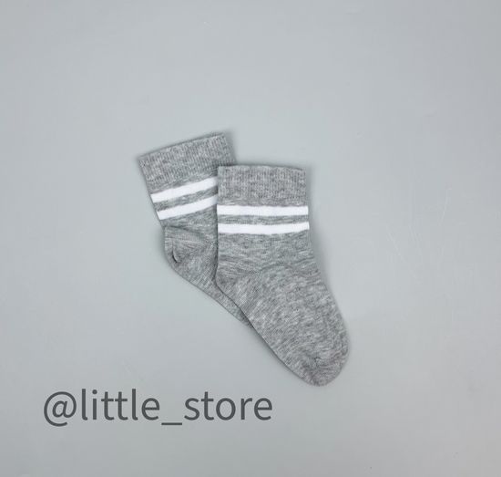 Носочки "Полоска" хлопковые, светло-серые