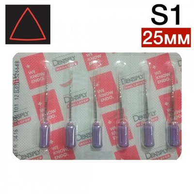 ProTaper ручной 25мм S1, ПроТейпер (6шт.), эндодонтические файлы