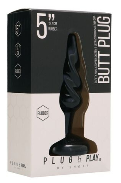 Черная витая анальная пробка Rounded 5 Inch - 12,7 см. (Цвет: черный)