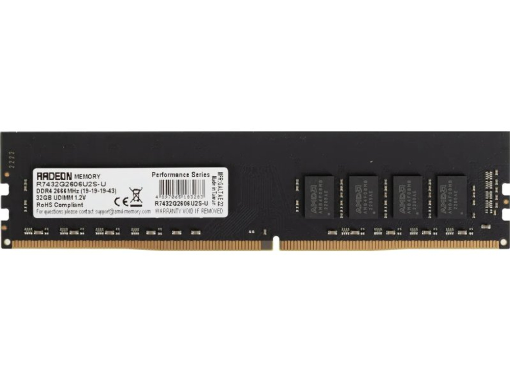 Оперативная память AMD Radeon R7 Performance R7432G2606U2S-U, DDR4 1х 32ГБ 2666 МГц, DIMM, RTL