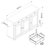 Тумба Лена трехдвернная из сосны, с ящиками (нижняя часть буфета Лена), бейц