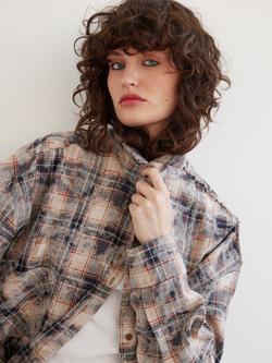 Рубашка Grunge, сине-бежевая