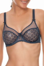 Бюстгальтер с классической чашкой и узором из ромашек Nikki (Размер: 75D) (Цвет: грязно-синий)