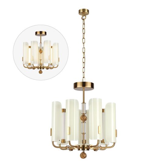 5467/35L MODERN ODL_EX26 белый/коричневый/античная бронза/металл/стекло/декор металл Люстра LED x 35W (5W*7) 3000K LION