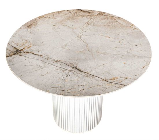 Стол DUBAI 110 Silvern gloss / white velvet