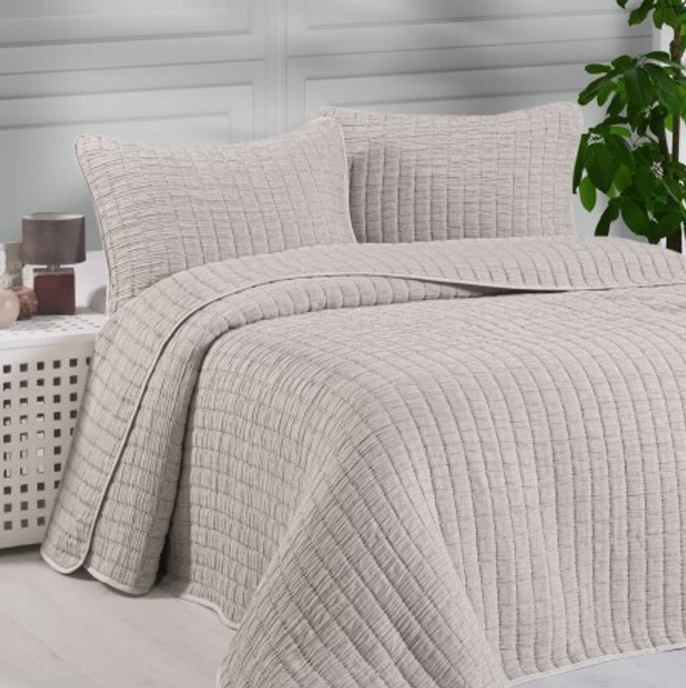 Комплект MUSLIN KARE из 3 предметов кофейный (покрывало 240*260 см и 2 наволочки 50*70 см)