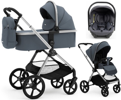 Коляска Agex Life 3 в 1 хромированная рама с автокреслом i-Team ATG080 Grey ALG590 Chrome Grey (Серый)