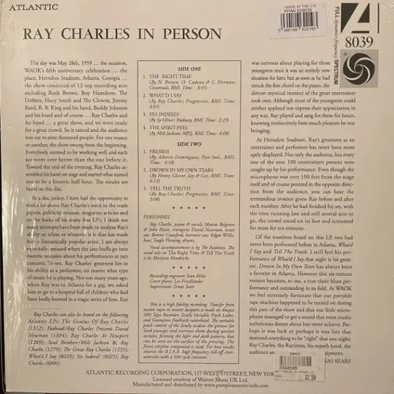 Ray Charles – Ray Charles In Person - Pure Pleasure LP