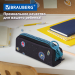 Пенал BRAUBERG с объемной "тракторной" молнией 1 отделение ткань 22х8х6 5 см "Space mission" (2 штуки в упаковке)