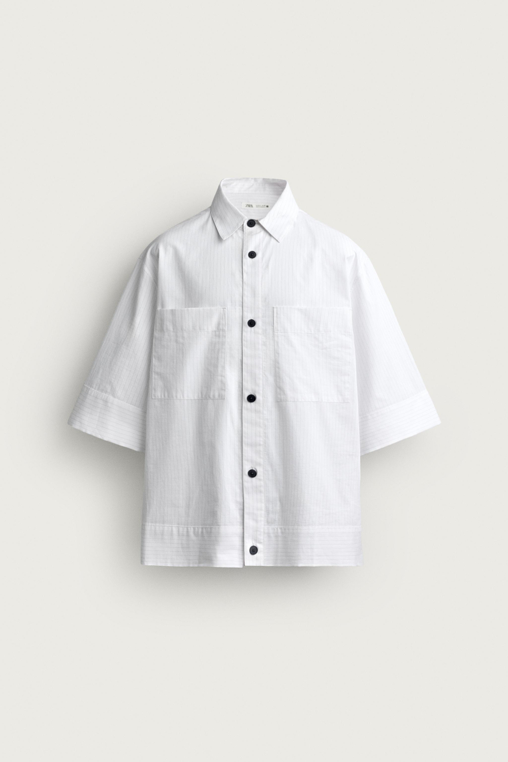 ZARА РУБАШКА BOXY FIT В ПОЛОСКУ, БЕЛЫЙ