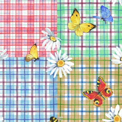 Пэчворк клетка с летними цветами