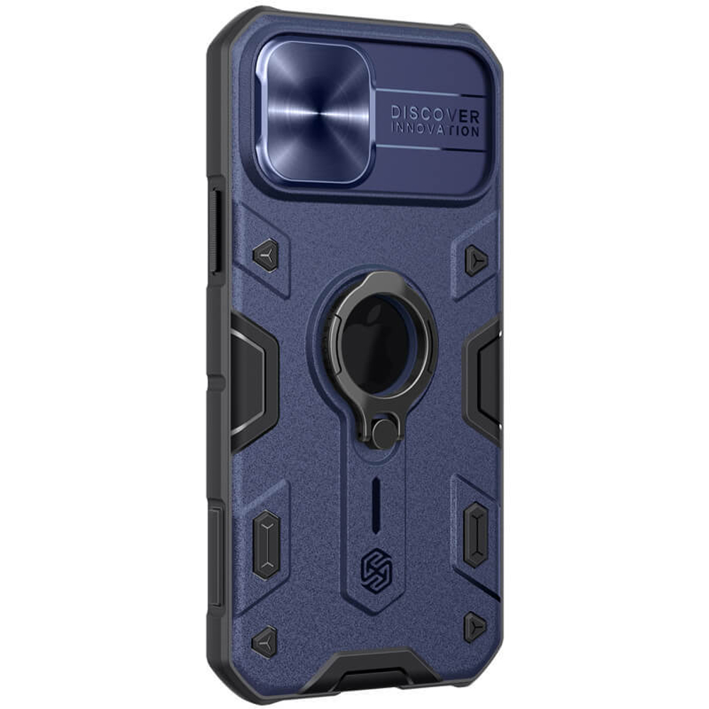 Противоударный чехол с кольцом и защитой камеры Nillkin CamShield Armor Case для iPhone 12 / 12 Pro