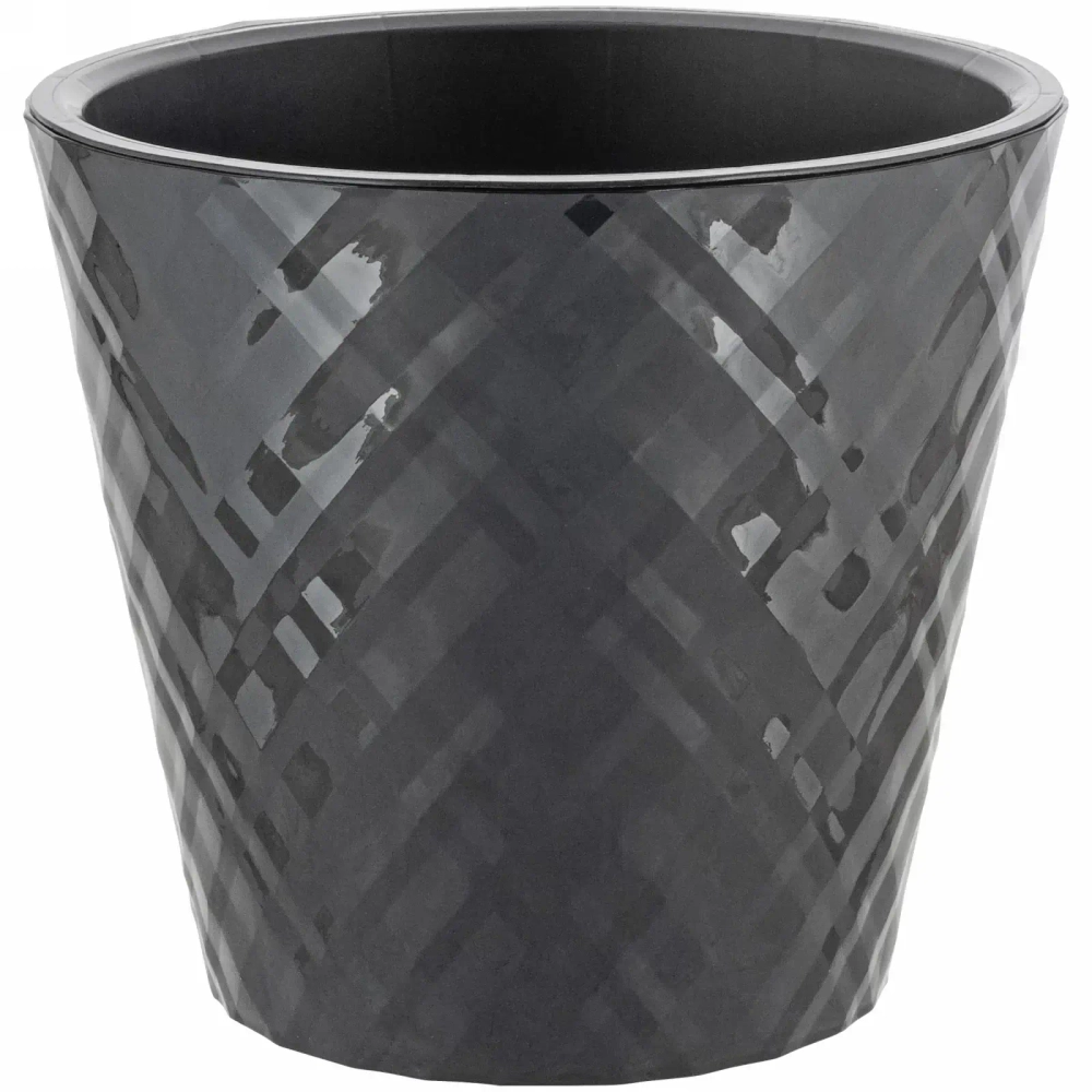 Горшок для цветов пластиковый 1,6л d-16см «Manhattan» c дренажной вставкой, оникс