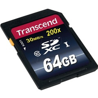 Карта памяти Secure Digital, SD, 64Gb Transcend SDXC Class 10 UHS-I 200X (TS64GSDXC10)