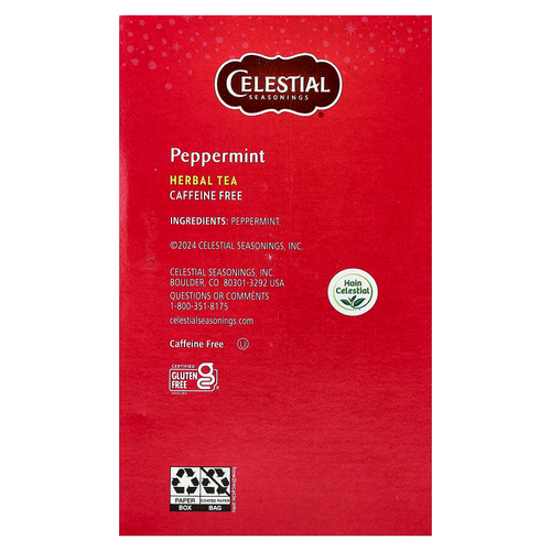 Celestial Seasonings, травяной чай, перечная мята, без кофеина, 40 чайных пакетиков, 66 г (2,3 унции)