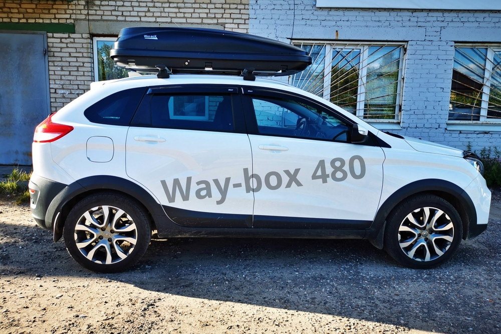 Автобокс Way-box 480 литров  чёрный на крышу Lada X-Ray cross