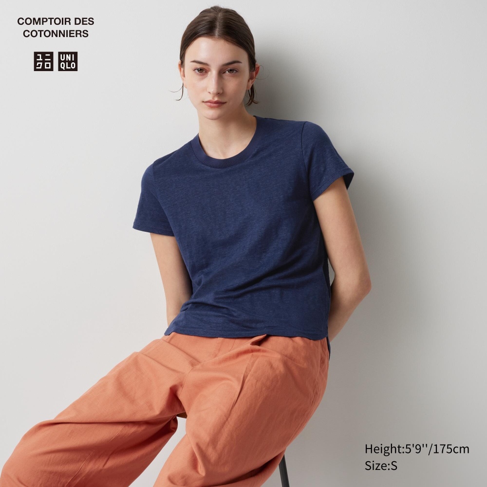 UNIQLO | Футболка С Круглым Вырезом Из 100% Льна