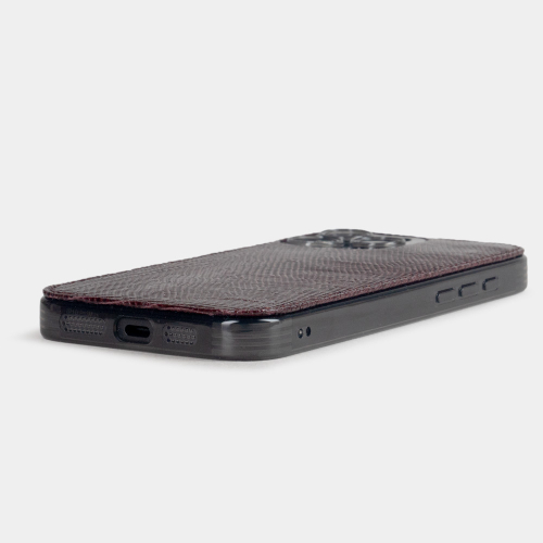Чехол для iPhone 16 Pro Max Louis из кожи ящерицы, бордового цвета