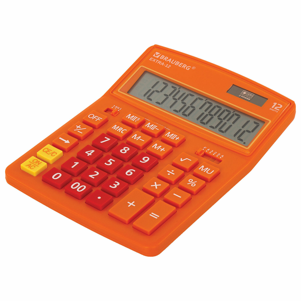 Калькулятор настольный BRAUBERG EXTRA-12-RG (206x155 мм) 12 разрядов двойное питание апельсиновый