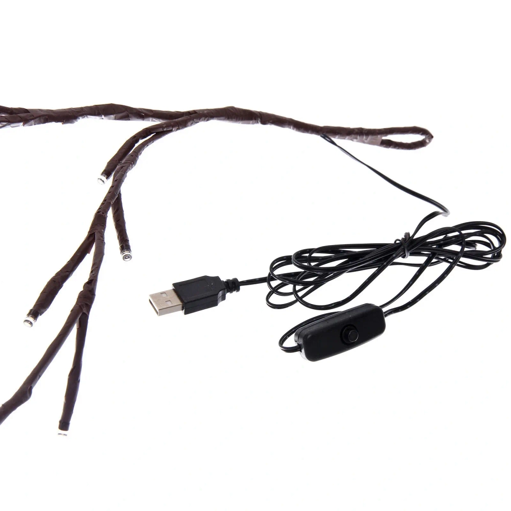 Гирлянда для дома «Ветка» 2,3 м, 144 лампы LED, коричн.провод, пост.свечение, USB, IP-20, Теплый белый