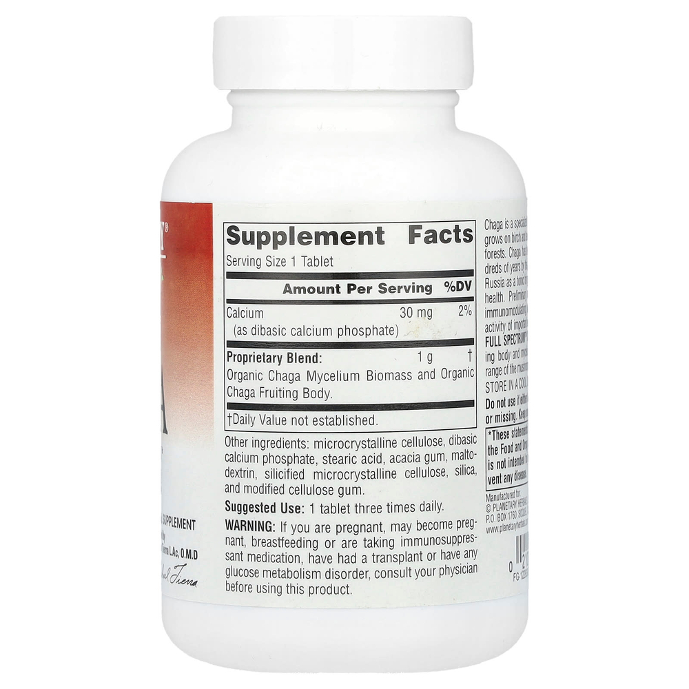 Planetary Herbals, Full Spectrum ™ чага, 1000 мг, 60 таблеток