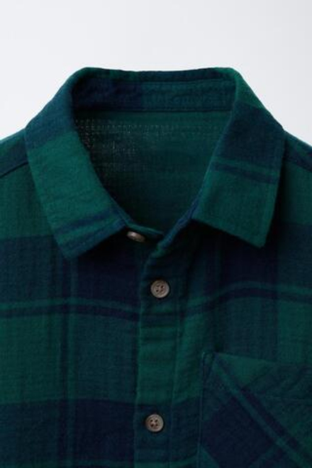 ZARA РУБАШКА В КЛЕТКУ, ЗЕЛЕНОВАТО-СИНИЙ
