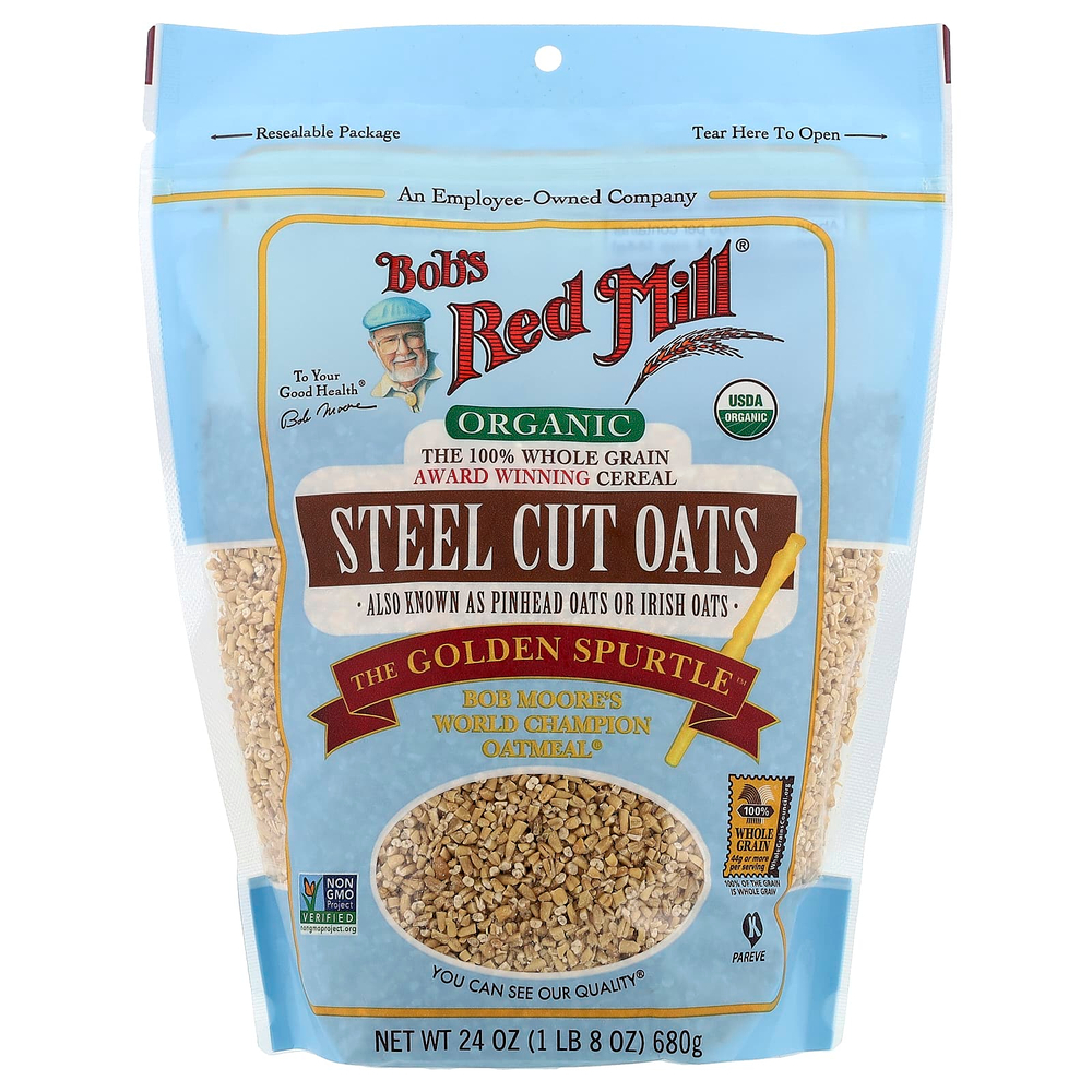 Bob's Red Mill, органический необработанный овес, цельное зерно, 680 г (24 унции)