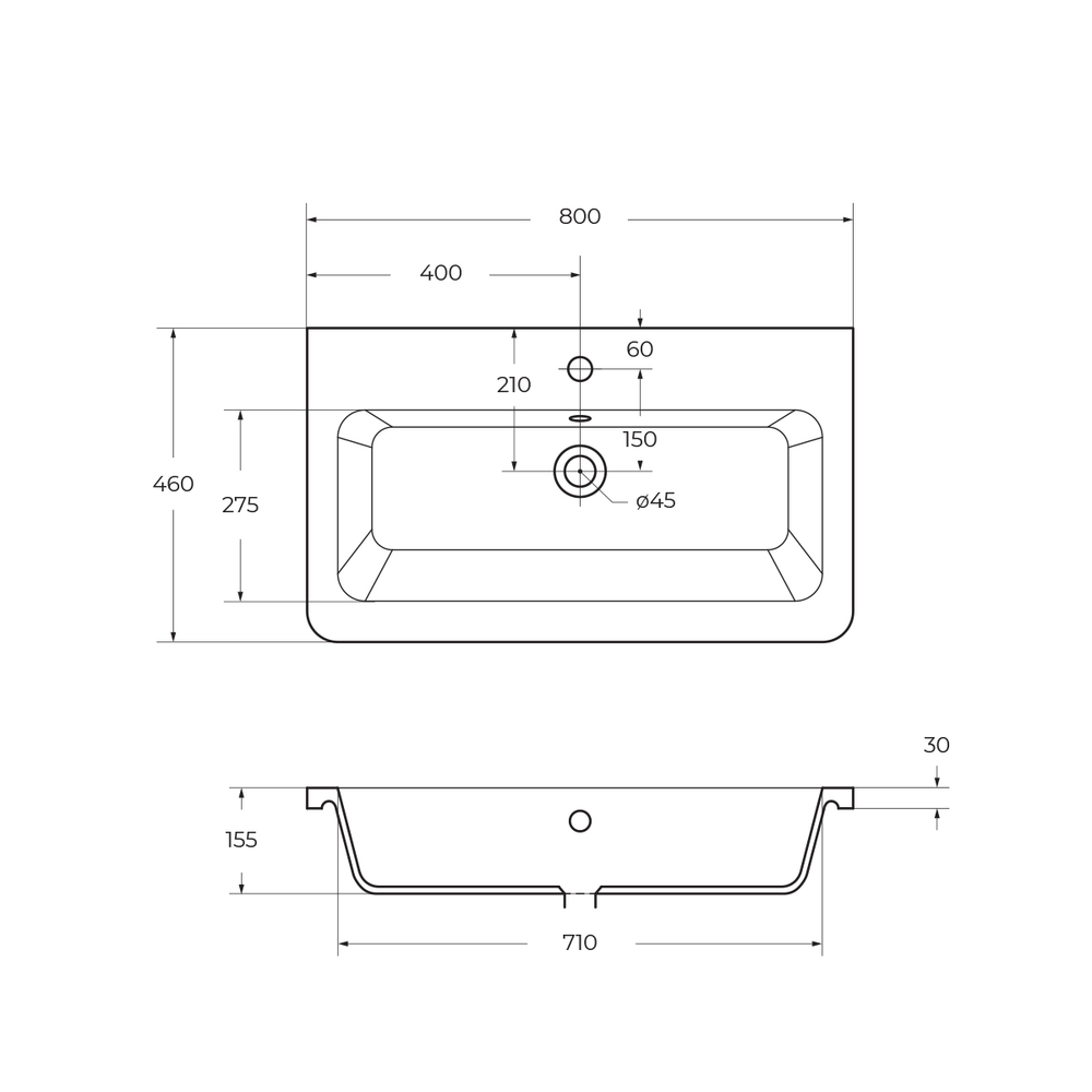 Тумба подвесная с керамической раковиной BelBagno ALBANO-CER-800-2C-SO-RNG