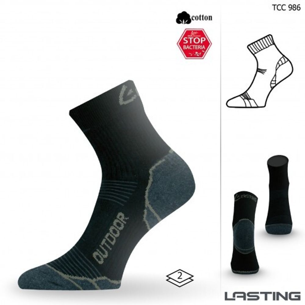 Носки Lasting TCC 986, cotton+polypropylene, черный, размер S , TCC986S