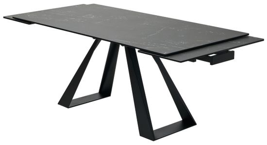 Стол FONDI 180 MARBLES NERO KL-116 Черный мрамор матовый, итальянская керамика/ черный каркас