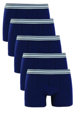 Набор из 5 темно-синих хлопковых трусов-боксеров (Размер: S) (Цвет: темно-синий)