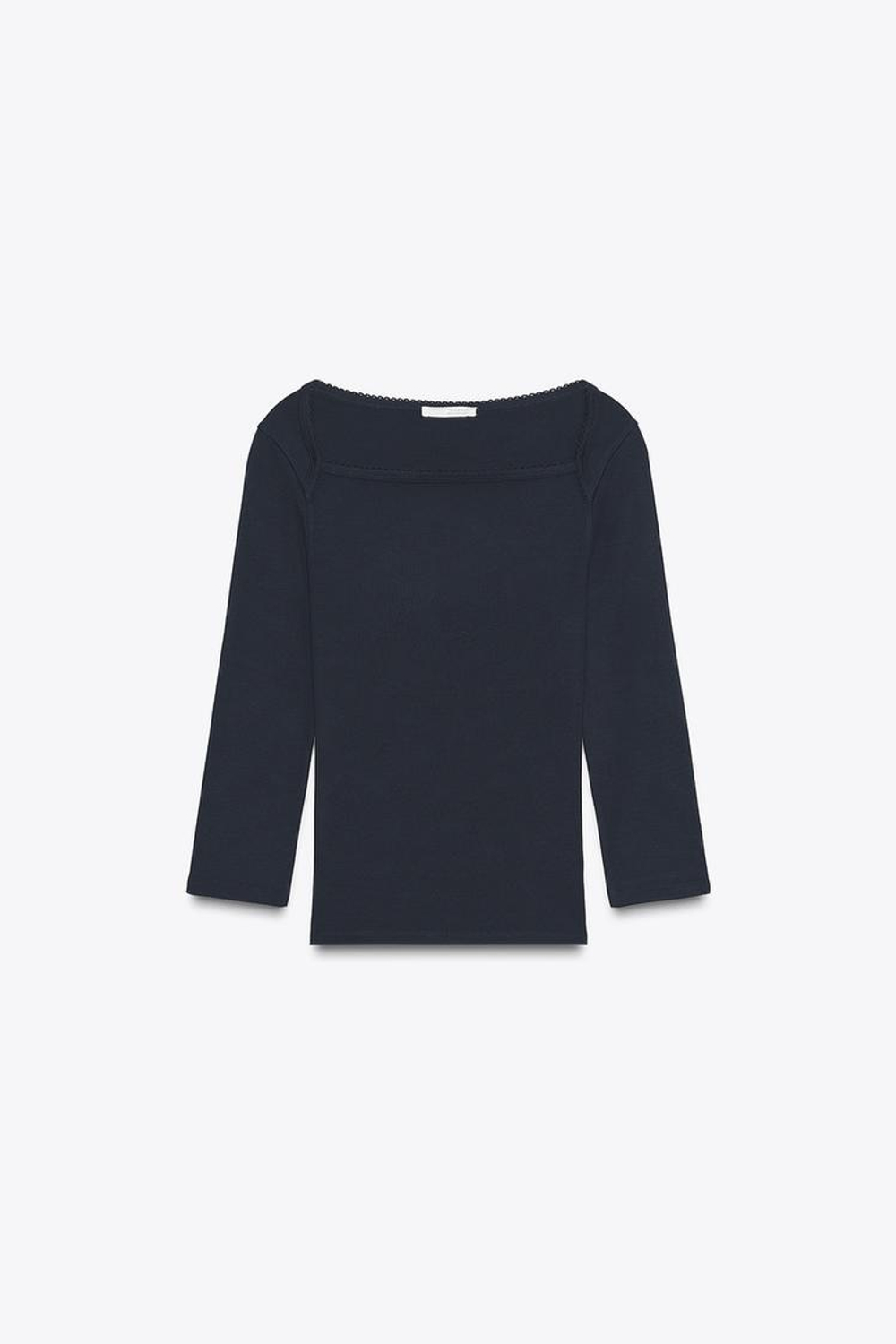 ZARA ФУТБОЛКА ИЗ ХЛОПКА И МОДАЛА, МОРСКОЙ СИНИЙ