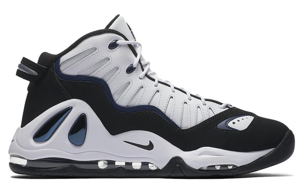 Nike Air Max Uptempo 97 White Black College Navy high-top retro basketball shoes men's black and white