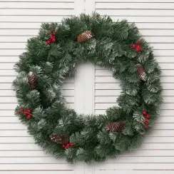 Рождественский венок Нарядный с декором заснеженный 60 см., ПВХ, ЕлкиТорг (52024)