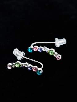 Серьги-клаймберы Млечный путь с разноцветными кристаллами Swarovski