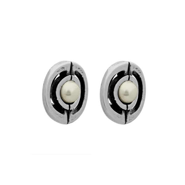 Серьги-пусеты Ciclon Elegance с серебряным покрытием и жемчугом Swarovski A211602-40 BW/S