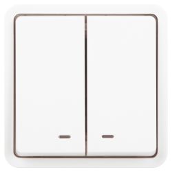 Выключатель ЭРА Эксперт 11-1525-01 двойной с подсветкой IP55, 10АХ-250В, СУ, белый | Эра Эксперт