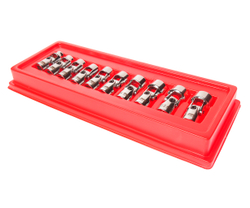 Набор головок торцевых 3/8" 6-ти гранных 10-19мм с карданом 10 предметов в кейсе JTC