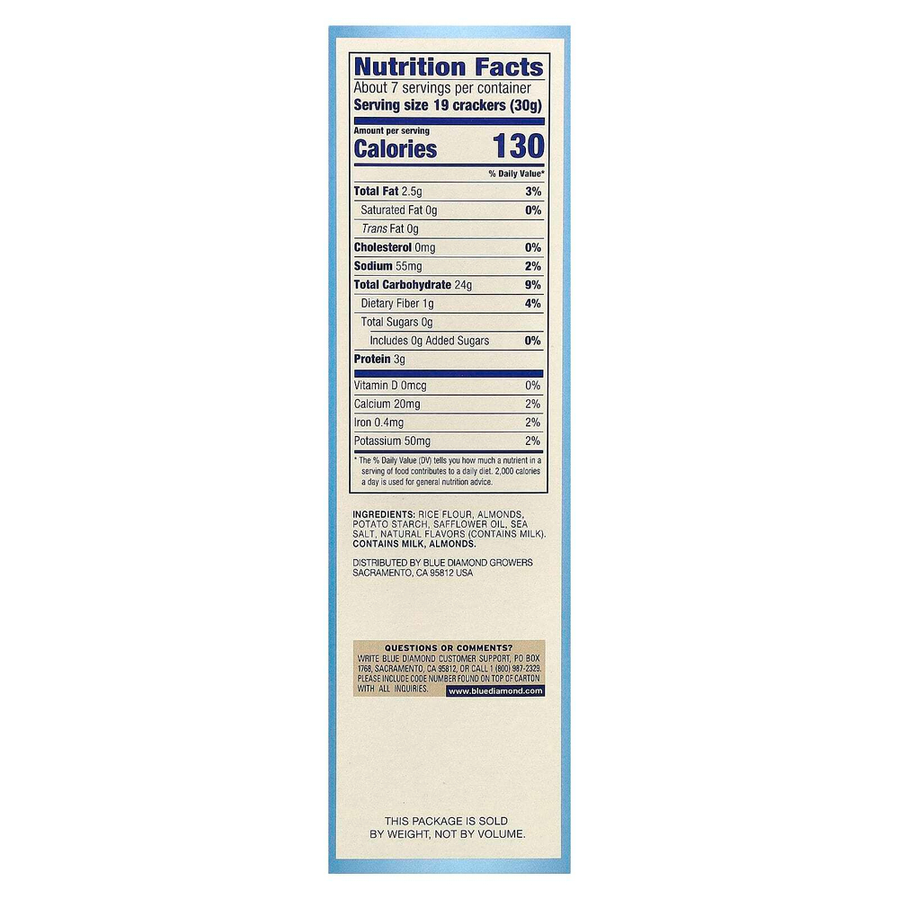 Blue Diamond, Almond Nut-Thins, снэки из рисовых крекеров с миндалем, с оттенком морской соли, 218 г (7,7 унции)