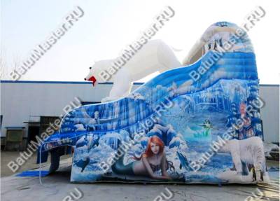 Надувная водная горка для бассейна «Мишка на севере», 8*4*5,5 м