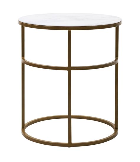 Журнальный столик Френсис Белый мрамор, стекло/ золотой каркас