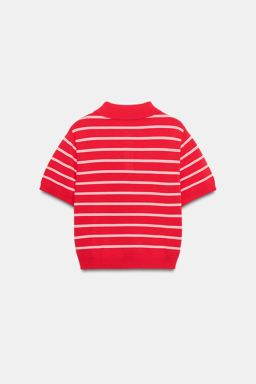 ZARA ТРИКОТАЖНОЕ ПОЛО В ПОЛОСКУ С КОРОТКИМ РУКАВОМ, КРАСНЫЙ