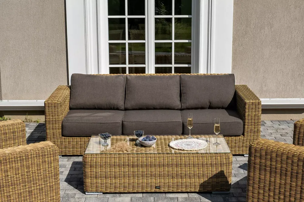 "Боно" лаунж-зона из искусственного ротанга, цвет соломенный