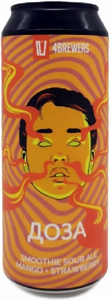 Пиво Четыре Пивовара Доза Манго Клубника / 4 Brewers Doza Mango Strawberry 0.45 - банка