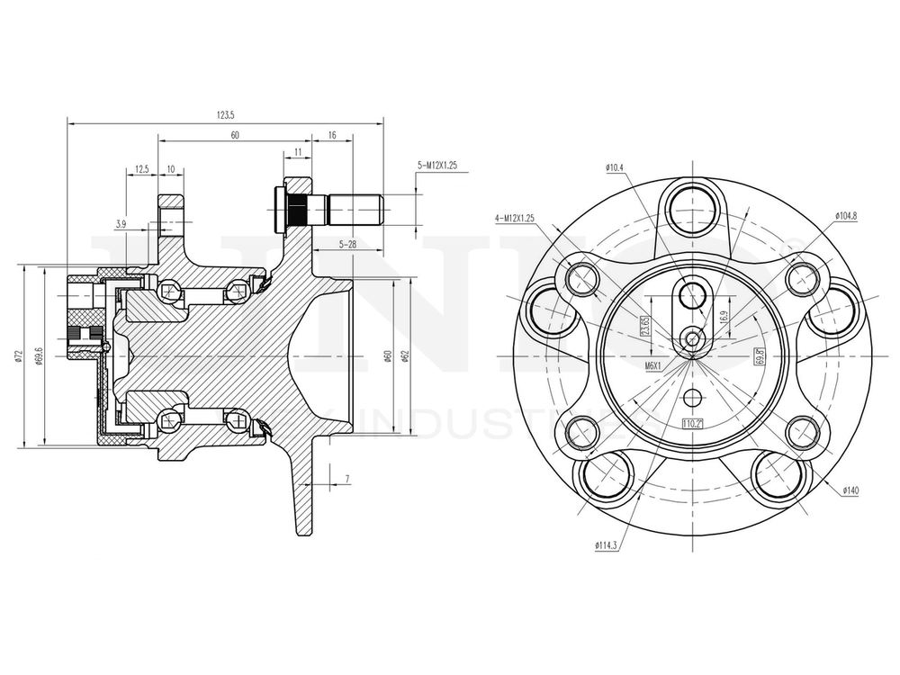 Ступица задняя (с ABS) UNIO HUB-20284
