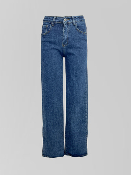 Джинсы Denim 6020 широкие трубы с разрезами по бокам внизу