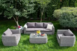 "Кальяри" журнальный столик из искусственного ротанга (гиацинт), цвет серый