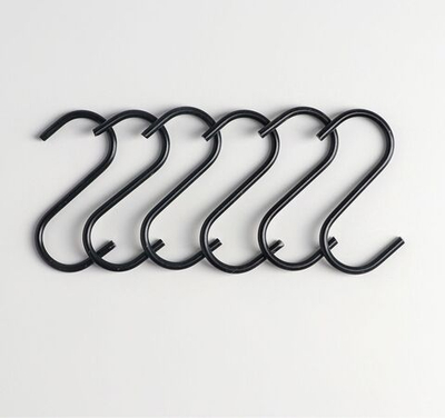 Набор из 6 черных крючков для рейлинга