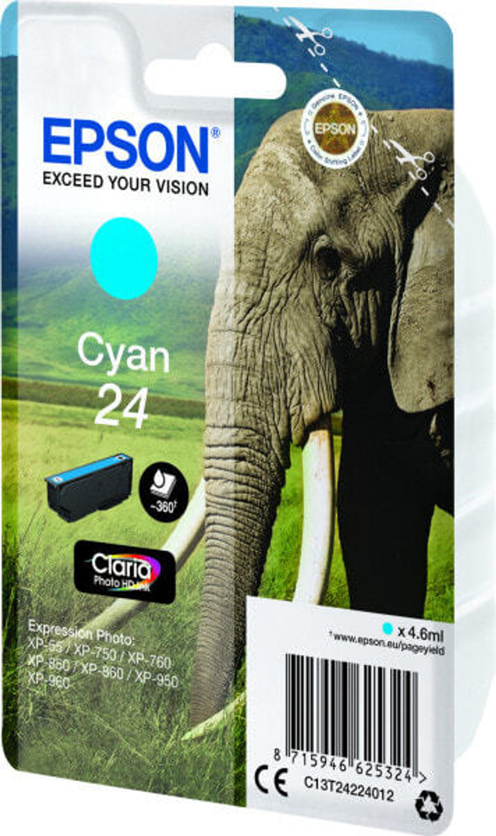 Epson Elephant C13T24224022 струйный картридж 1 шт Подлинный Голубой